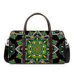 Green White Dot Mandala Print Duffle Bag