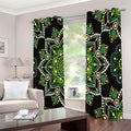 Green White Dot Mandala Print Extra Wide Grommet Curtains