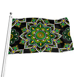 Green White Dot Mandala Print Flag