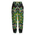 Green White Dot Mandala Print Fleece Lined Knit Pants
