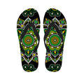 Green White Dot Mandala Print Flip Flops
