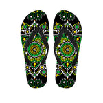 Green White Dot Mandala Print Flip Flops