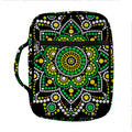 Green White Dot Mandala Print Front Pocket Bible Bag