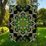 Green White Dot Mandala Print Garden Flag