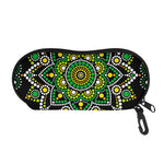 Green White Dot Mandala Print Glasses Case