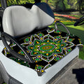 Green White Dot Mandala Print Golf Cart Seat Cover