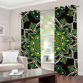 Green White Dot Mandala Print Grommet Curtains