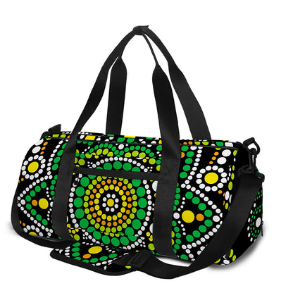 Green White Dot Mandala Print Gym Bag