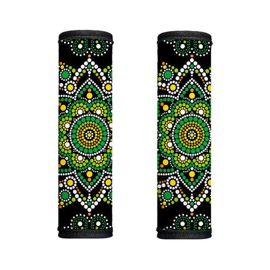 Green White Dot Mandala Print Handle Covers