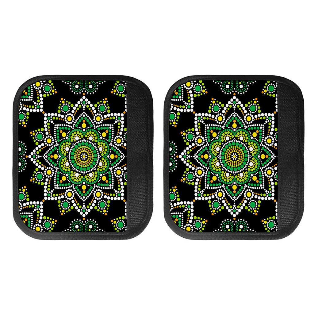 Green White Dot Mandala Print Handle Covers