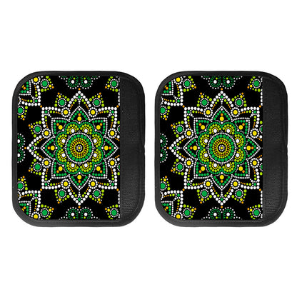 Green White Dot Mandala Print Handle Covers