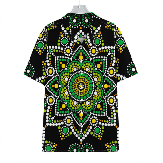 Green White Dot Mandala Print Hawaiian Shirt