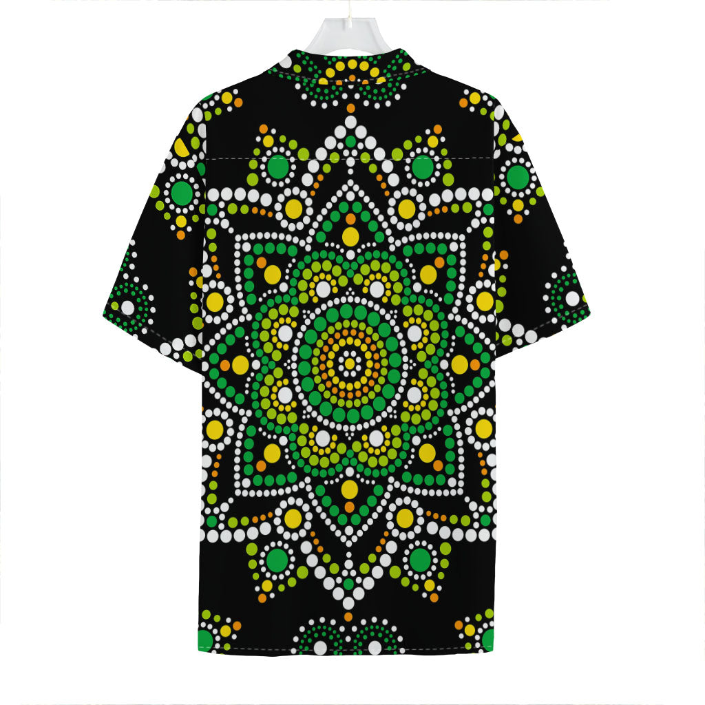 Green White Dot Mandala Print Hawaiian Shirt