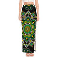 Green White Dot Mandala Print High Slit Maxi Skirt