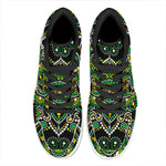 Green White Dot Mandala Print High Top Leather Sneakers
