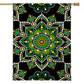 Green White Dot Mandala Print House Flag