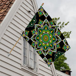 Green White Dot Mandala Print House Flag