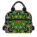 Green White Dot Mandala Print Insulated Lunch Bag