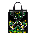 Green White Dot Mandala Print Insulated Lunch Tote