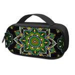 Green White Dot Mandala Print Insulin Cooler Travel Case