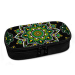 Green White Dot Mandala Print Insulin Cooler Travel Case