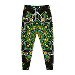 Green White Dot Mandala Print Jogger Pants