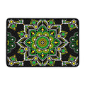 Green White Dot Mandala Print Kitchen Mat