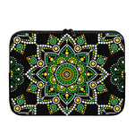 Green White Dot Mandala Print Laptop Sleeve