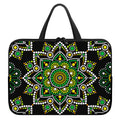Green White Dot Mandala Print Laptop Sleeve With Handle