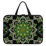 Green White Dot Mandala Print Laptop Sleeve With Handle