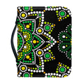 Green White Dot Mandala Print Leather Bible Cover