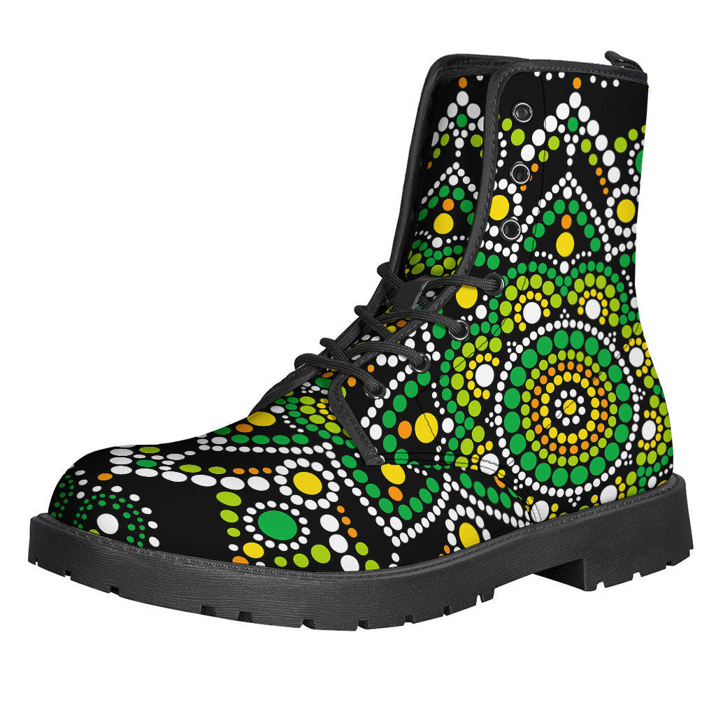 Green White Dot Mandala Print Backpack