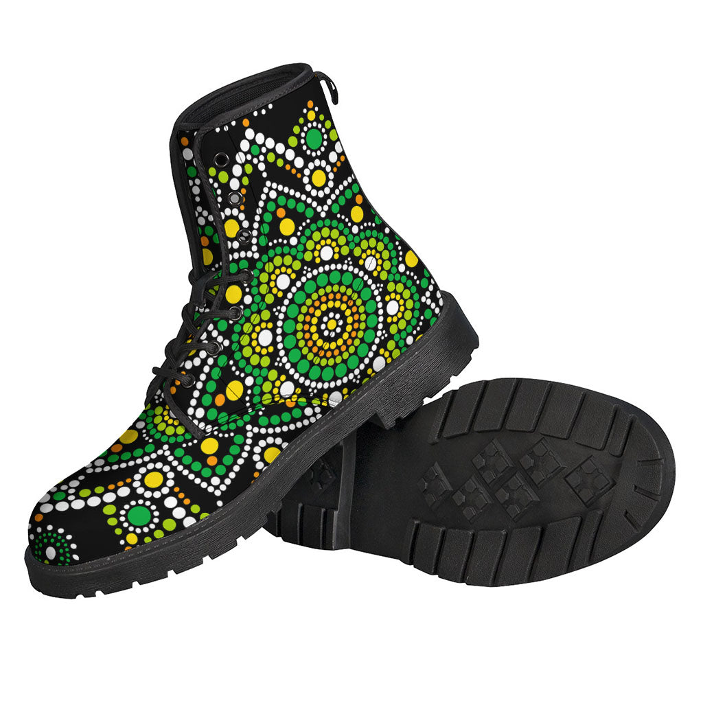 Green White Dot Mandala Print Backpack
