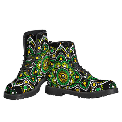 Green White Dot Mandala Print Backpack