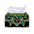 Green White Dot Mandala Print Leather Tissue Box Cover