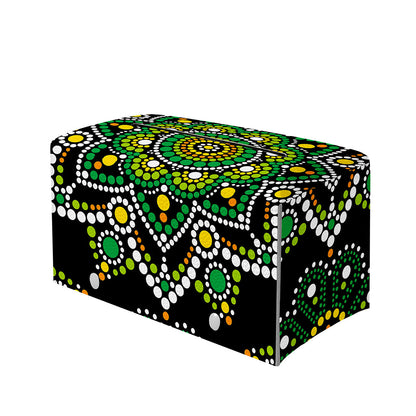 Green White Dot Mandala Print Leather Tissue Box Cover