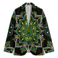 Green White Dot Mandala Print Men's Blazer