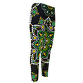 Green White Dot Mandala Print Men's Compression Pants