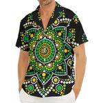 Green White Dot Mandala Print Men's Deep V-Neck Shirt