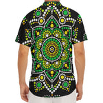 Green White Dot Mandala Print Men's Deep V-Neck Shirt