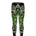 Green White Dot Mandala Print Men's Leggings
