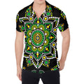 Green White Dot Mandala Print Men's Shirt