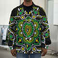 Green White Dot Mandala Print Men's Shirt Jacket