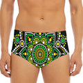 Green White Dot Mandala Print Men's Triangle Swim Briefs