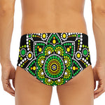 Green White Dot Mandala Print Men's Triangle Swim Briefs