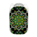 Green White Dot Mandala Print Mesh Laundry Hamper