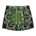 Green White Dot Mandala Print Mesh Shorts