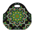 Green White Dot Mandala Print Neoprene Lunch Bag