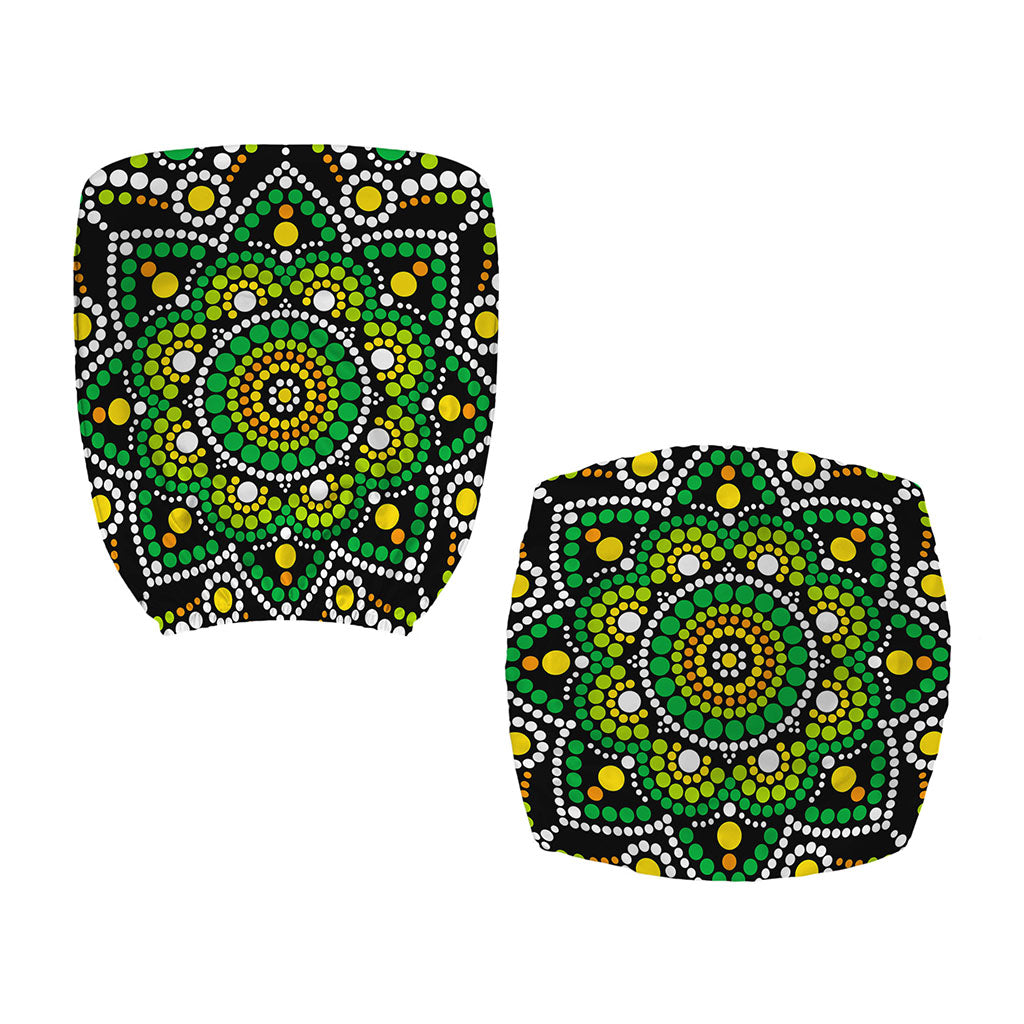Green White Dot Mandala Print Office Chair Cover