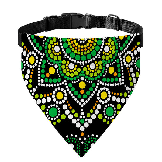 Green White Dot Mandala Print Over The Collar Dog Bandana